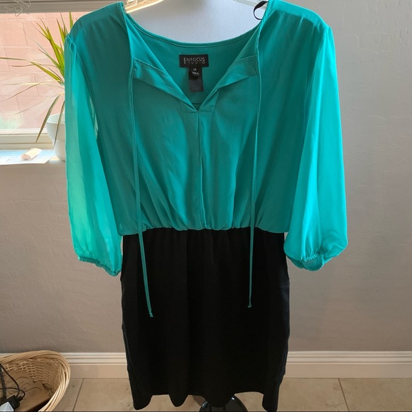 Enfocus Studio wedding guest dress large teal - Picture 3 of 6